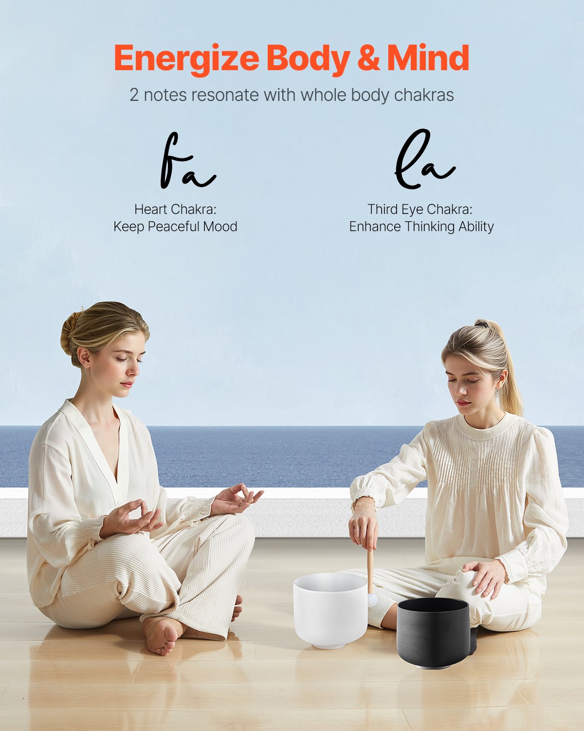2PCS Crystal Singing Bowls, 8-inch And 10-inch A & F Note Singing Bowls, Frosted Quartz Singing Bowl With 10" Carrying Bag, 1 Rubber Mallet And 2 O-Rings, Ideal For Meditation Yoga Sound Healing